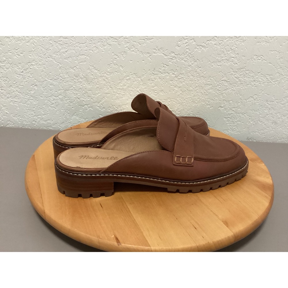 Madewell Brown Leather Slip-On Clog Mules